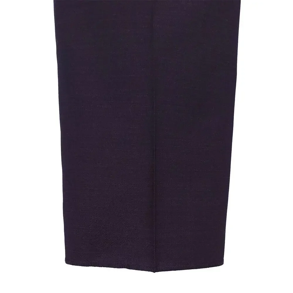 John Varvatos Mens Slim Fit 2 Piece Suit 46R 38W Purple Solid Virgin Wool Twill
